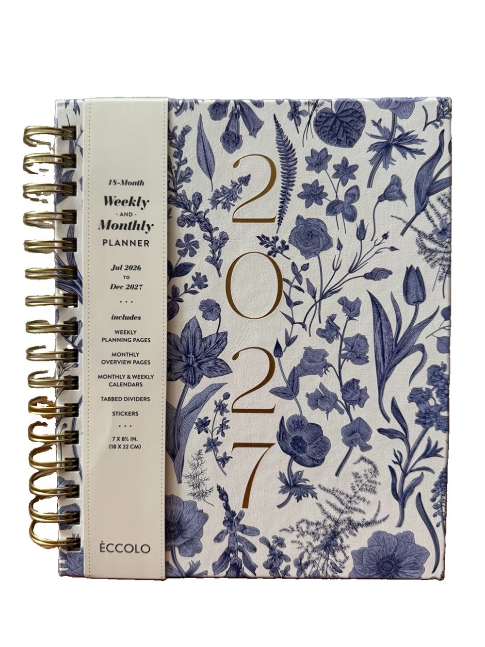 Eccolo Planner 2026- 2027 18-Month Weekly & Monthly Planner Hard Cover 8x7.5”
